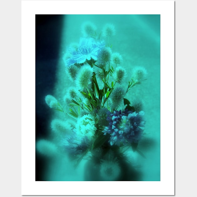 wildflower bouquet, aqua tint Wall Art by DlmtleArt